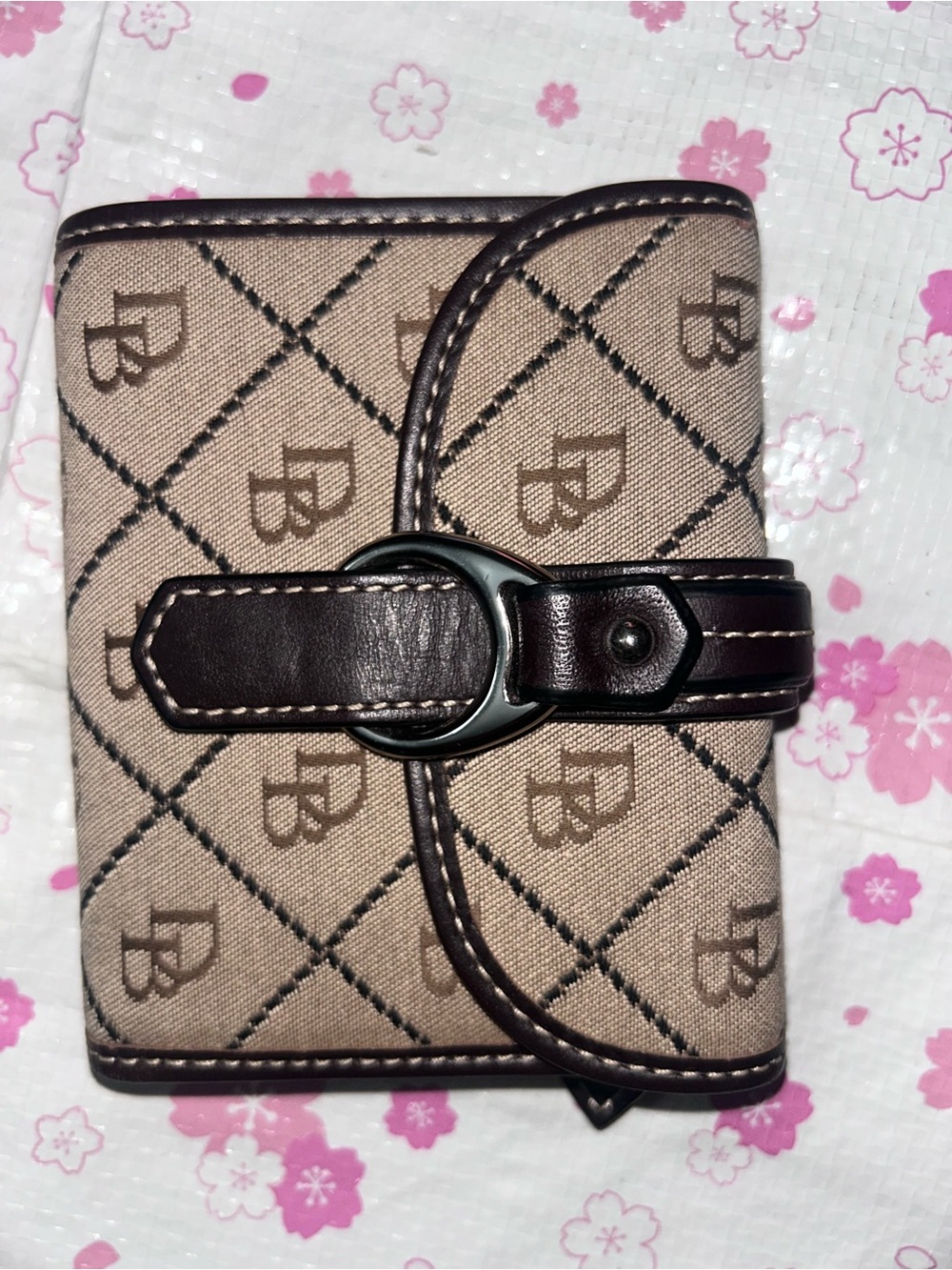 Dooney & Bourke Tan and Brown Signature Small Wallet vintage